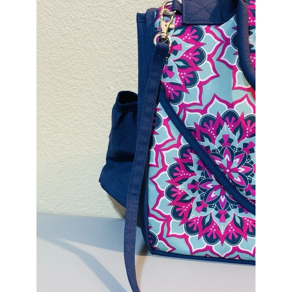 Fit & Fresh Large Insulated Lunch Bag Box Pink Blue Mandala Magnetic Close Clean